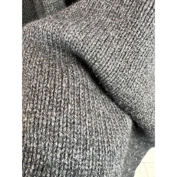 VINCE dark gray wool yak knit lamb leather sleeve open front cardigan sweater S - Picture 3 of 12